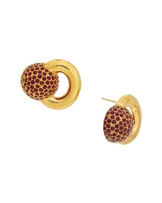 Oscar de la Renta Metallic Round Rhinestone Stud Earrings