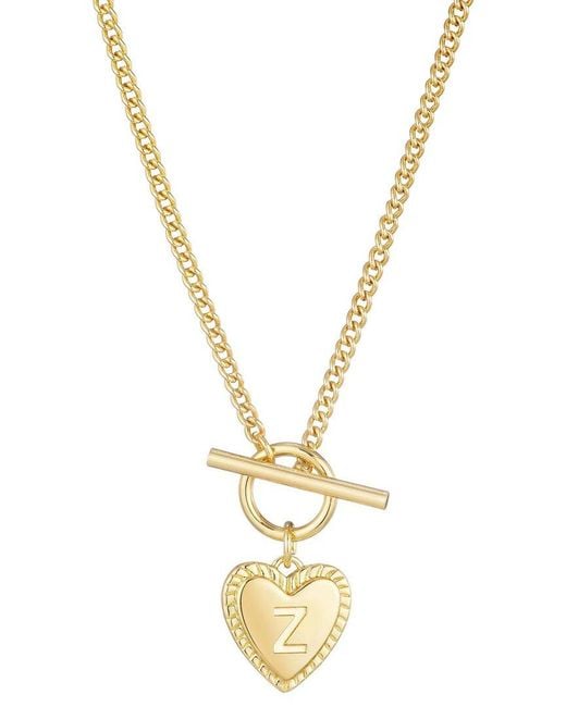 Adornia Metallic 14K Plated Diamond Heart Initial Toggle Necklace