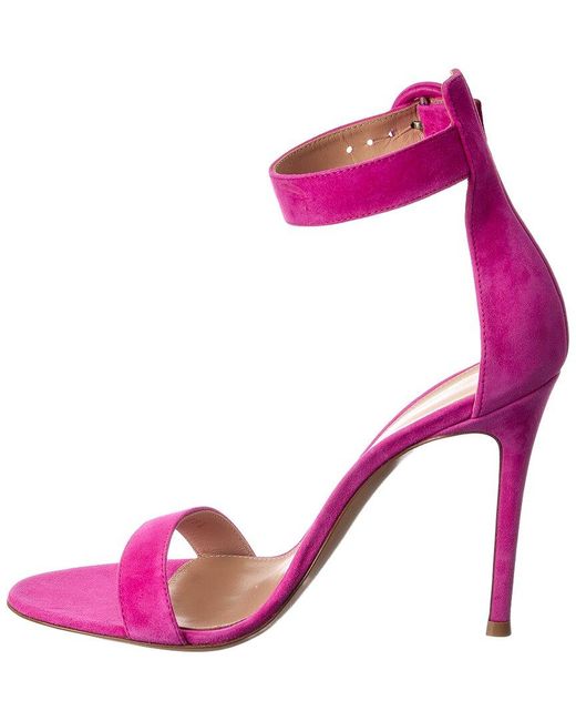 Gianvito Rossi Pink Portofino 105 Suede Sandal
