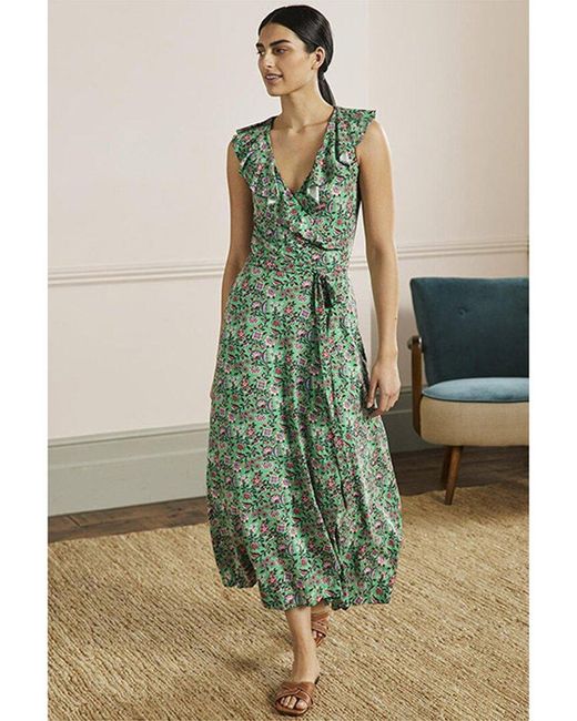 Boden Green Saskia Wrap Jersey Maxi Dress
