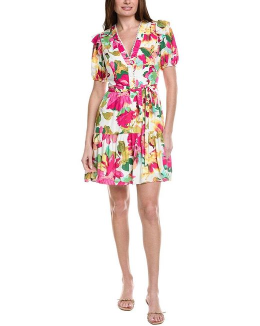 Adrianna Papell Red Puff Sleeve Flounce Mini Dress I
