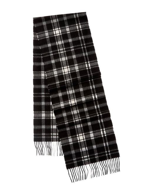 Amicale Cashmere Black Scottish Plaid Cashmere Scarf