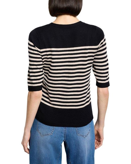 NIC+ZOE Blue Petite Stripe Pure Sweater T-Shirt