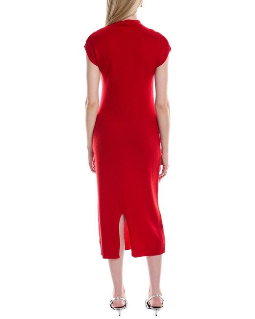 Philosophy Red Funnel Neck Cashmere Midi Sweaterdress