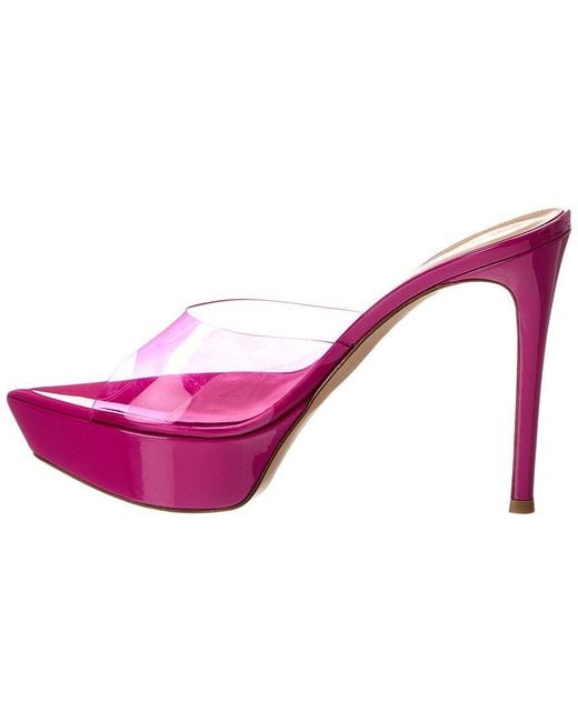 Gianvito Rossi Pink Betty 125 Patent & Vinyl Platform Sandal