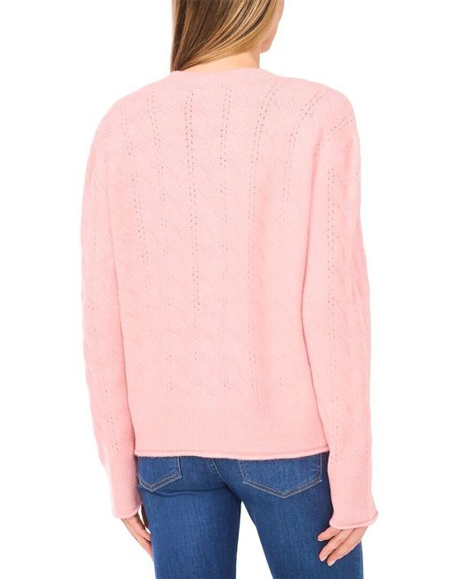 Cece Pink Cable V Neck Cardigan