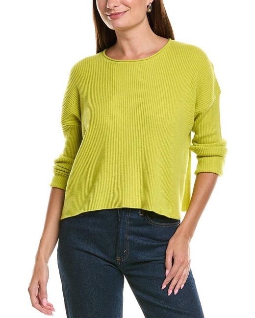 Eileen Fisher Yellow Cashmere Knit Sweater
