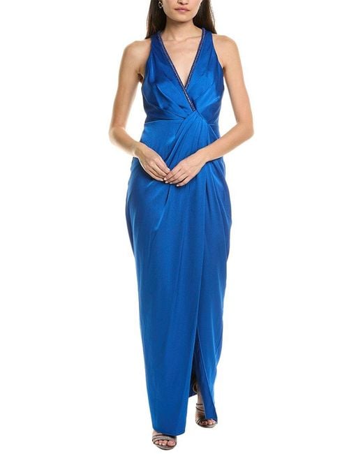 Aidan Mattox Blue Slim Column Gown