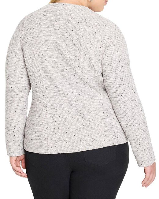 NIC+ZOE White Plus Zip Front Mix Knit Jacket