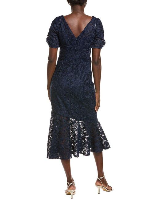 Kay Unger Blue Portia Tea-Length Dress