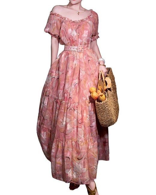 BRC By BURRYCO Pink Off-The-Shoulder Maxi Dress