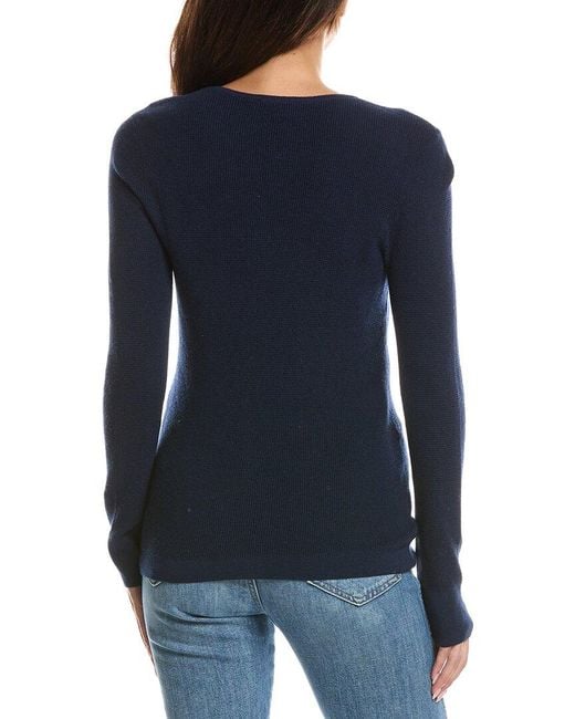 Forte Blue Thermal Crewneck Cashmere-Blend Sweater
