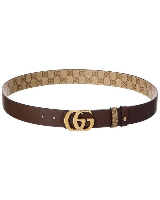 Gucci Brown Reversible Gg Coated Canvas & Leather Belt for men
