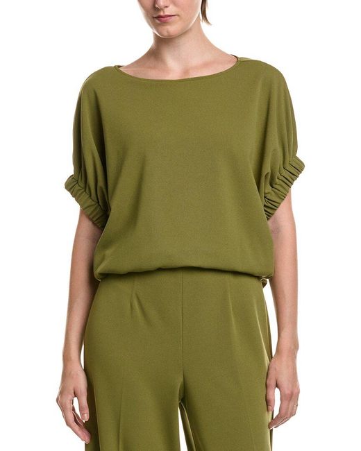 Anne Klein Green Elastic Sleeve Dolman T-Shirt
