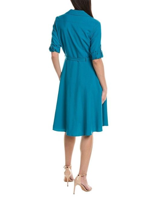 Sharagano Blue Short Sleeve Shirtdress