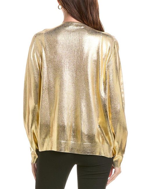 Oscar de la Renta Natural Foil Lace Silk-Blend Cardigan