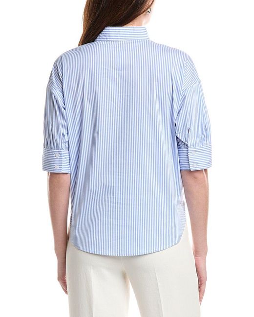Gracia Blue Wrap Front Blouse