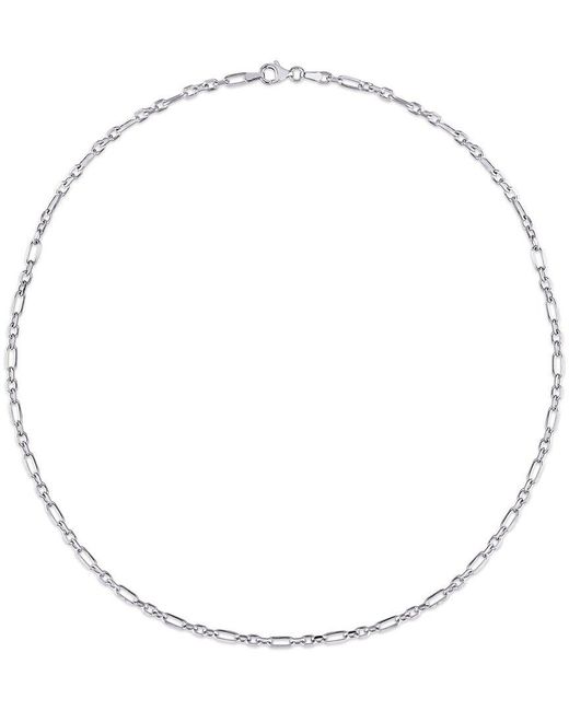 Italian Silver Metallic Diamond-Cut Figaro Chain Necklace