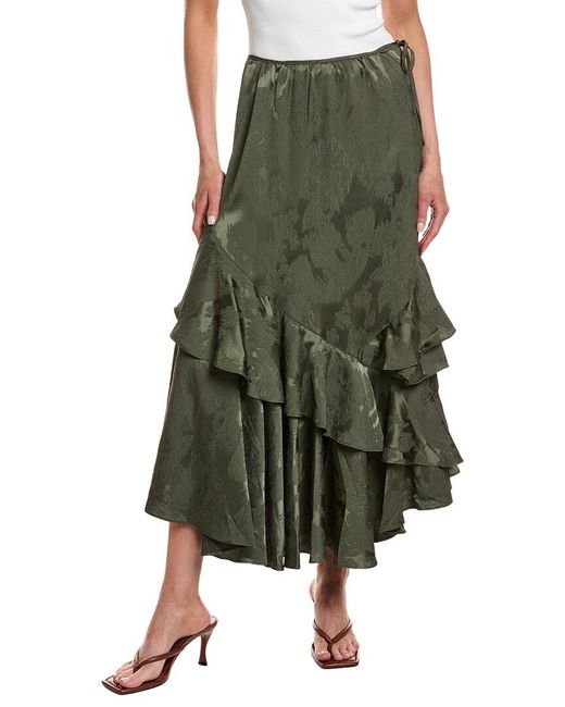 Free People Green Autumn Promenade Maxi Skirt