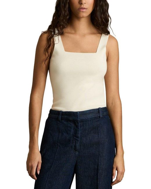 Reiss Blue Harper Square Neck Knitted Vest