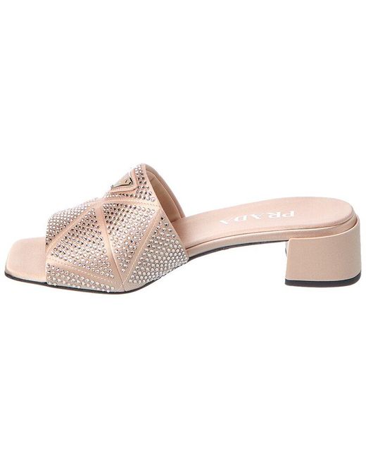 Prada Pink Logo Satin Sandal