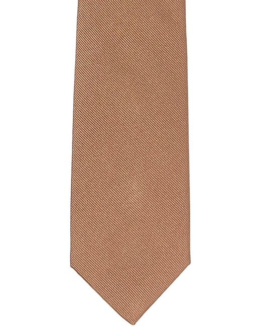 Boss Brown Medium Beige Solid Silk Tie for men