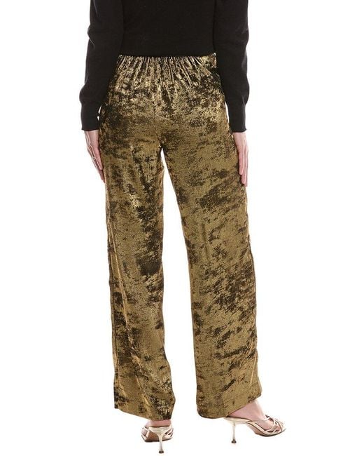 Anne Klein Green Foiled Georgette High-Rise Pull-On Wide Leg Pant