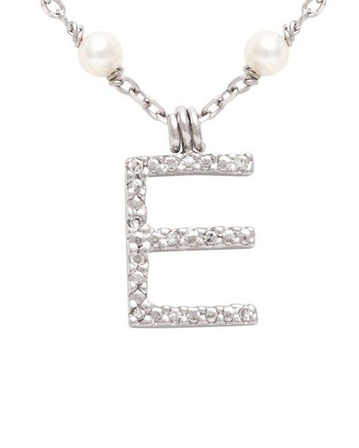 Jane Basch White Silver 0.03 Ct. Tw. Diamond Initial Necklace