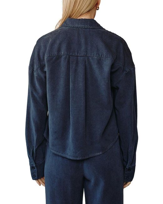 Bella Dahl Blue Oversized Cropped Shacket