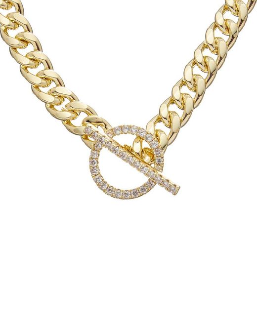 Juvell Metallic 18k Plated Cz Link Toggle Necklace