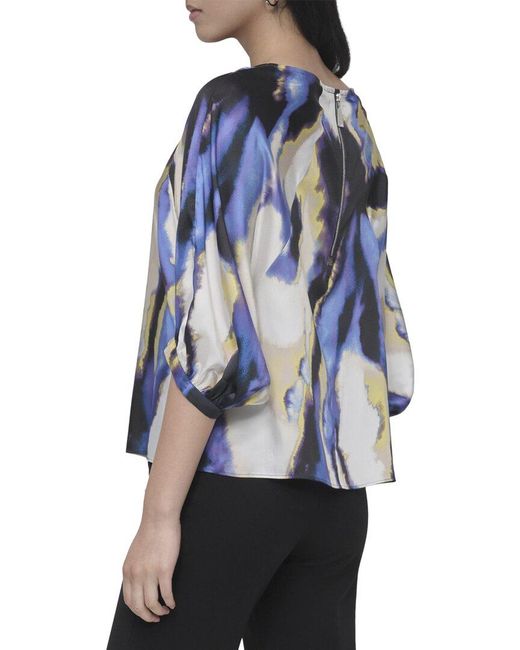 DKNY Blue Printed Blouse