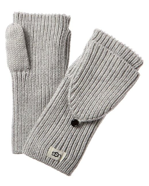 Ugg Gray Cozy Knit Flip Wool-blend Mittens