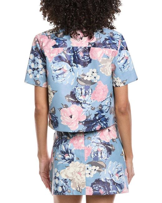 Laundry by Shelli Segal Blue Cropped Printed Jacket