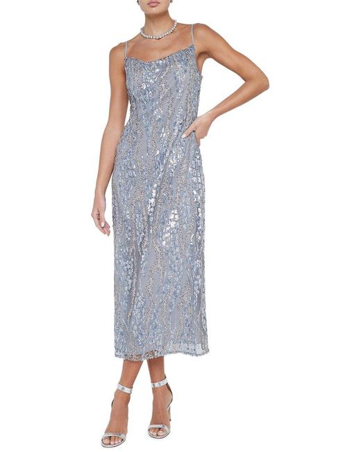 L'Agence Blue Achilles Midi Slip Dress