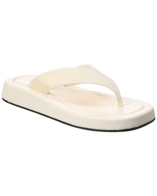 The Row White Ginza Velvet Platform Sandal