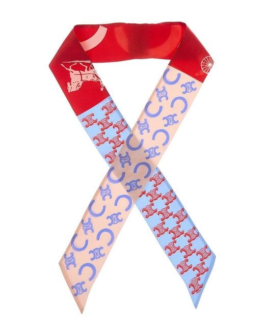 Céline Red Silk Neck Bow