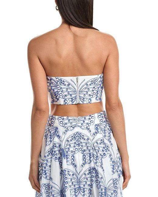 MILLY Blue Eyelet Crop Top