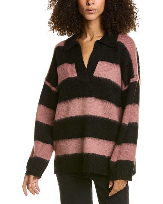 AllSaints Black Lou Polo Wool-blend Sweater