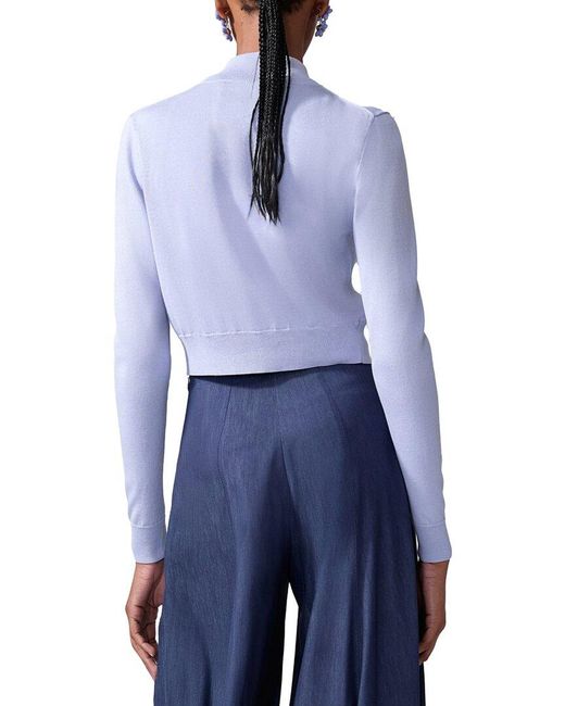 Carolina Herrera Blue Silk-Blend Cardigan