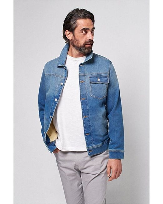 Faherty Brand Blue Terry Trucker Jacket for men