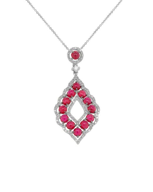 Diana M Pink Fine Jewelry 14k 2.35 Ct. Tw. Diamond & Ruby Necklace