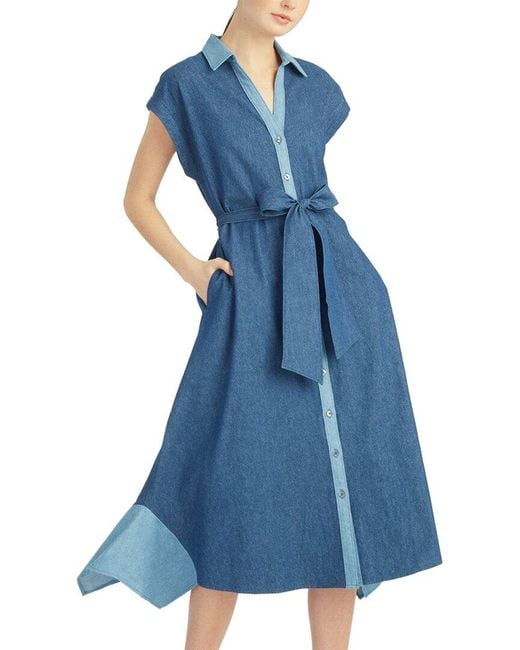 Draper James Blue Mila Chambray Midi Shirtdress