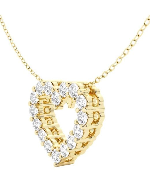 Lab Grown Diamonds Metallic 14k 1.00 Ct. Tw. Lab Grown Diamond Heart Pendant