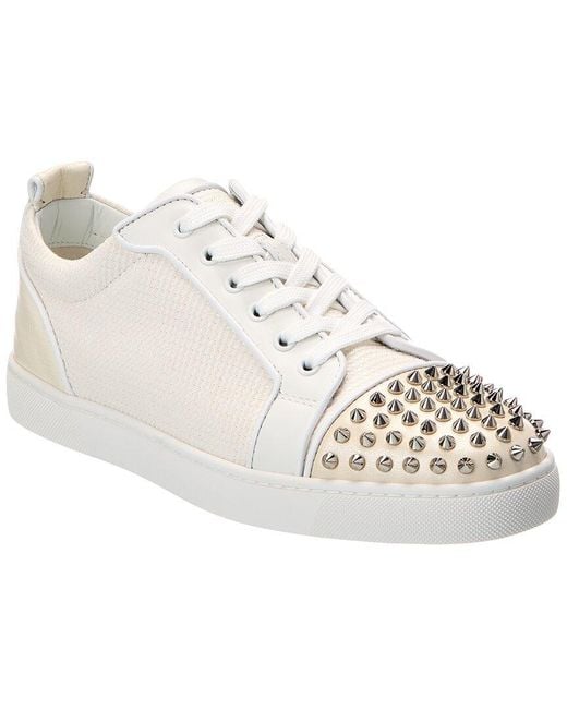Christian Louboutin White Louis Junior Spikes Orlato Leather Sneaker for men