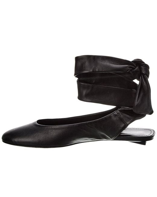 The Attico Black Cloe Leather Ballet Flat