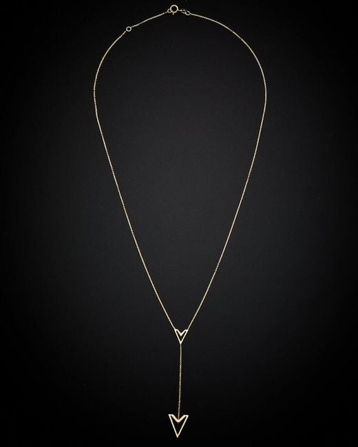 Italian Gold Black Au Naturale 14k V Drop Necklace