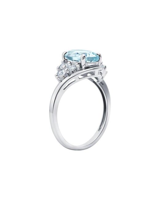 MaxColor Blue 10K 1.40 Ct. Tw. Aquamarine Halo Ring