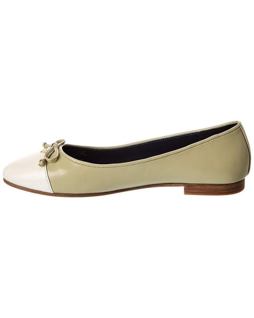 Tory Burch White Cap-Toe Leather Ballet Flat