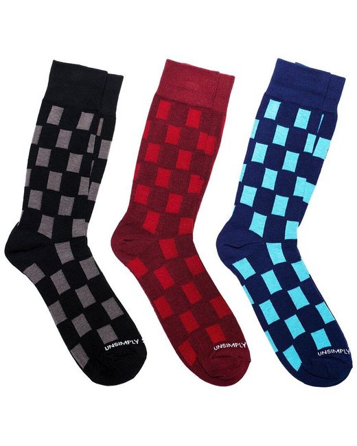 Unsimply Stitched Blue 3-Pack Crew Socks for men