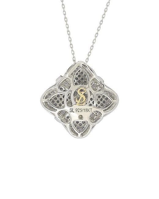 Suzy Levian Metallic Silver 2.35 Ct. Tw. Sapphire Necklace